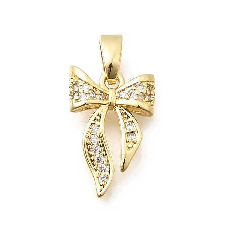 Brass Clear Cubic Zirconia Pendants X-KK-B187-05G-1