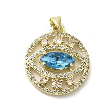 Brass Micro Pave Cubic Zirconia Pendants KK-E092-30G-02-1