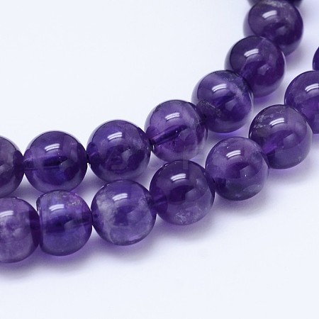 Natural Amethyst Round Bead Strands G-M212-6mm-01B-1