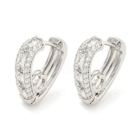 Brass Micro Pave Clear Cubic Zirconia Hoop Earrings EJEW-S228-11P-1