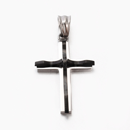 Fashion Men Bi-Color 201 Stainless Steel Cross Pendant STAS-F010-70-1