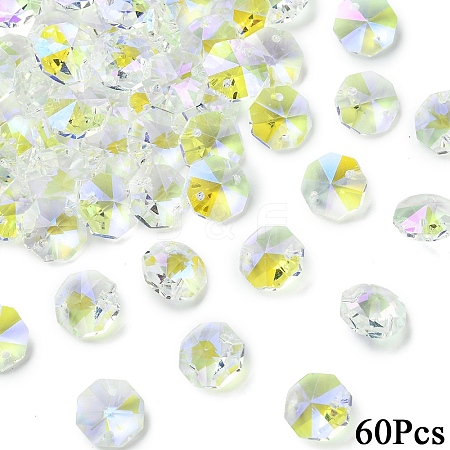 60Pcs Electroplate Glass Links Connectors EGLA-YW0005-60H-1