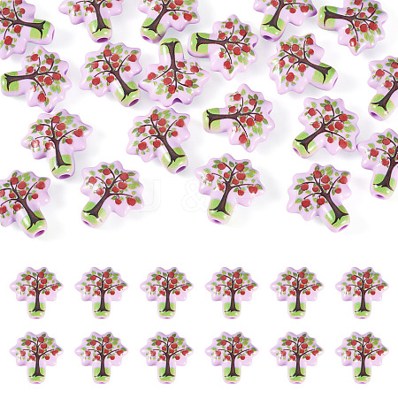 20pCS Printed Opaque Acrylic Beads OACR-TA0004-75B-1