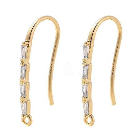 Brass Micro Pave Clear Cubic Zirconia Earring Hooks KK-G516-04G-1