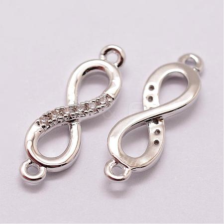 Brass Micro Pave Cubic Zirconia Links ZIRC-K055-08P-NR-1