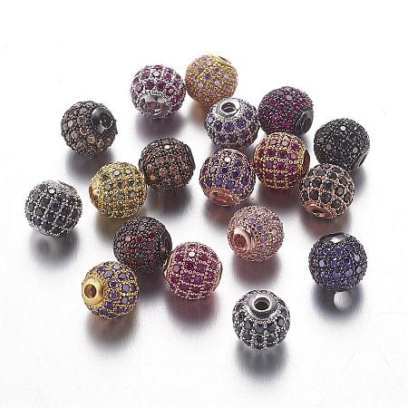 Brass Micro Pave Cubic Zirconia Beads ZIRC-G078-39-1