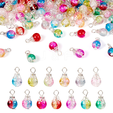 78Pcs 13 Colors Transparent Spray Painting Crackle Glass Charms PALLOY-TAC0088-1