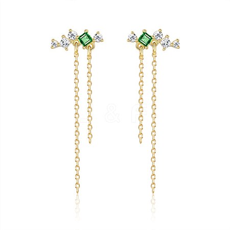 925 Sterling Silver Cable Chain Ear Studs EJEW-BB35501-1