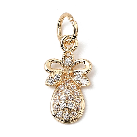 Brass Micro Pave Cubic Zirconia Charms KK-C133-03G-G-1