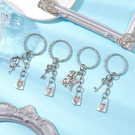 4Pcs Valentine's Day Theme Alloy Keychains KEYC-JKC01052-1