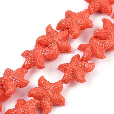 Synthetic Coral Dyed Carved Beads Strands CORA-K009-06C-02-1