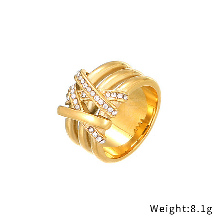 Crystal Rhinestone Wide Finger Ring XA6201-3-1
