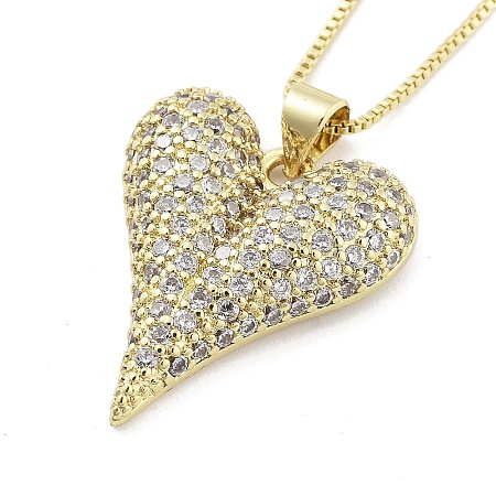 Brass Micro Pave Clear Cubic Zirconia Pendant Necklaces NJEW-B101-01G-03-1