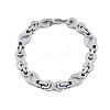 304 Stainless Steel Hollow Oval Byzantine Chain Bracelets BJEW-B078-145P-1