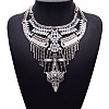 Alloy Crystal Rhinestone Teardrop Trible Floral Chunky Bib Necklaces for Women FS-WGFFCE0-01-1