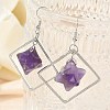 Rhombus Brass Dangle Earrings EJEW-D360-01P-01-2