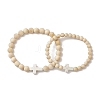 8Pcs Wood Beads Stretch Bracelets for Couple BJEW-JB11305-3