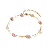 Natural Strawberry Quartz Beads Anklets Set for Girl Women AJEW-AN00450-03-3