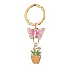 3Pcs Potted Plant & Butterfly Alloy Enamel Pendant Keychains KEYC-JKC01160-3