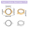 Unicraftale 2Pcs 2 Colors Flat Round Titanium Steel Floating Lockets Connector Charms FIND-UN0001-84A-3
