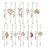 9Pcs 9 Style Flower & Tree & Leaf & Initial Letter V & Bowknot Cubic Zirconia Stud Earrings JX189A-2