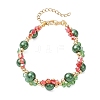 Christmas Glass & Baking Paint Pearlized Glass Pearl Round Beaded Bracelets for Women BJEW-JB12441-01-2