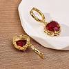 Valentine's Day Heart Brass & Glass Hoop Earrings EJEW-Z164-23G-01-3
