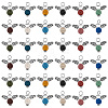 48Pcs 12 Colors Natural Lava Rock Dyed Pendants PALLOY-AB00121-1