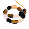 Natural Obsidian & Citrine & Tiger Eye Beads Strands G-N358-02A-05-3