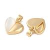 Brass Pave Natural Shell Heart Charms KK-P283-07G-2