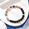 Round Natural Mixed Gemstone Beads Stretch Bracelets BJEW-JB11237-1