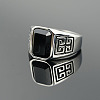 304 Stainless Steel & Obsidian Finger Rings for Men FS-WG9DF95-01-1