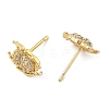 Brass Micro Pave Clear Cubic Zirconia Stud Earrings EJEW-R016-26G-07-4