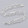 Brass Flat Oval Paperclip Chain Necklace Making MAK-S072-07A-S-2