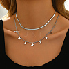 201 Stainless Steel Double Layer Butterfly Tassel Necklaces for Women MM9715-5