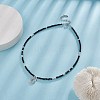 Clear Cubic Zirconia Moon Pendant Necklace with Natural Black Onyx Beaded Chains for Women NJEW-JN04271-01-6