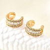 Brass Micro Pave Clear Cubic Zirconia Cuff Earrings EJEW-F370-37G-1