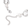 Synthetic Turquoise Tortoise & Shell Pearl & 304 Stainless Steel Oval Link Bracelets for Women BJEW-JB12173-01-4