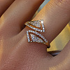 Brass Micro Pave Clear Cubic Zirconia Cuff Open Rings WGDB0C2-02-2