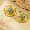 304 Stainless Steel Natural Green Aventurine Stud Earrings EJEW-R012-02G-04-1