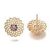 Brass Micro Pave Cubic Zirconia Stud Earrings for Women EJEW-U026-01G-1