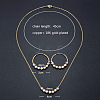 Brass Faceted Round Beaded Pendant Necklaces & Hoop Earrings for Women FS-WG48F31-01-4