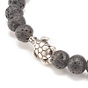 Natural Lava Rock Stretch Bracelet with Alloy Turtle Beaded BJEW-JB08309-02-4