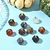 10Pcs Natural & Synthetic Mixed Gemstone Pumpkin Charms with Golden Tone Brass Bails G-YW0002-45-4