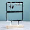1 Set 2-Tier Rectangle Iron Jewelry Dangle Earring Organizer Holder with Wooden Base EDIS-SC0001-08A-1