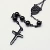 Men's Rosary Bead Necklace with Crucifix Cross NJEW-I011-8mm-04-2