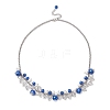 Round Glass Beaded Bib 304 Stainless Steel Rolo Chain Necklaces NJEW-JN05359-01-2