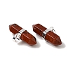 Natural Red Jasper Double Terminal Pointed Pendants G-NH0001-15P-09-2
