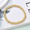Brass Round Beaded Stretch Bracelets for Men Women BJEW-B148-05D-G-1