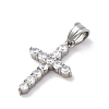 304 Stainless Steel Cubic Zirconia Pendants STAS-C102-01C-P-2